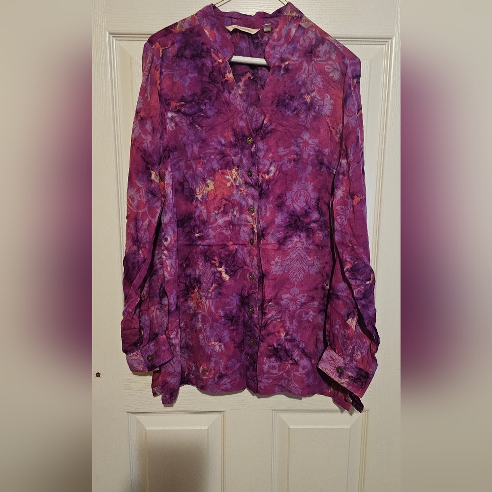 Soft Surroundings Floral Purple Women's Top Sz M